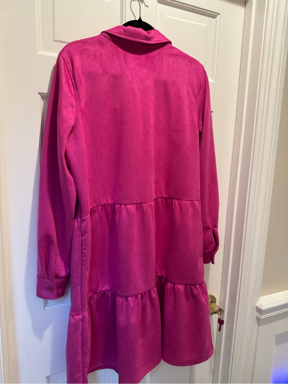 Kim Gravel BoHo Bright Fuchsia Button-Front Tiered Dress - Picture 4 of 4